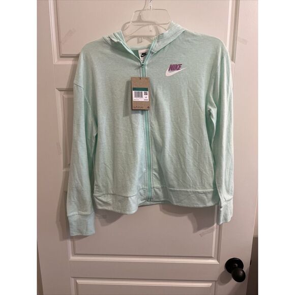Nike‎ Light Full Zip Jacket Youth Girls Size XL Light Green With Hood - Picture 1 of 2